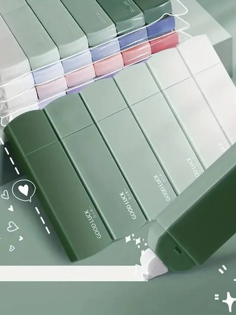 6er Packung Korrekturbänder in Macaron-Farben, tragbare Roller mit Stummschaltung in quadratischer Form, Mehrfarbig (Pink und Gradient) - Bild 1