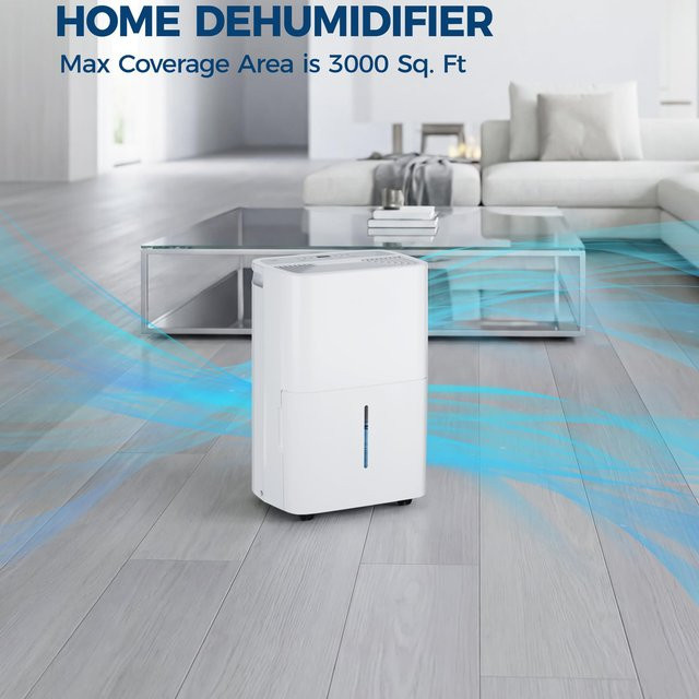 HiMISS Luftentfeuchter in Weiß mit hoher Kapazität für große Räume, leise, tragbar und mit digitaler Steuerung - Bild 1