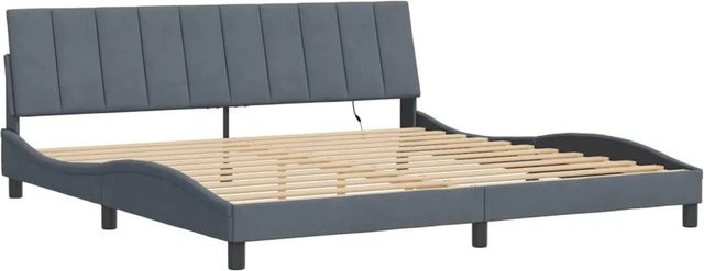 vidaXL Bettgestell Hanko mit LED-Unterbettbeleuchtung und USB-Ladeport aus Samt in Dunkelgrau, B/T/H: 200 x 205 x 74,5 cm - Bild 1