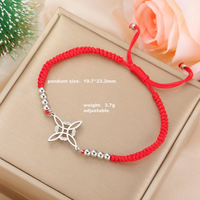 Charm-Armband lucktune, Hexenknoten, Edelstahl, Damen, Red Rope-S - Bild 1