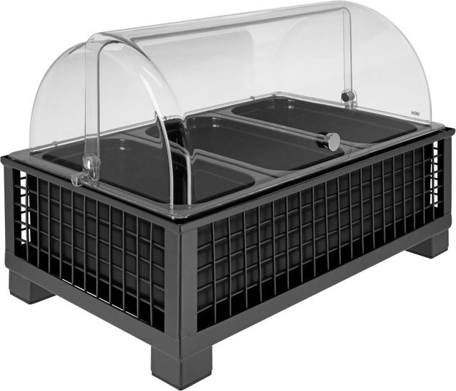 VEGA Buffetvitrine Portland hoch, 3x GN 1/3, Melamin, anthrazit/transparent/weiß, B/T/H: 35,2 x 55,4 x 29,9 cm - Bild 1