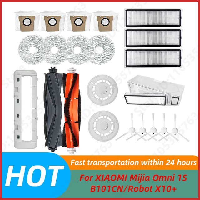 QIXIAO Ersatzteil-Set für XIAOMI Mijia Omni 1S B101CN Roboter X10+ mit Hauptbürste, Seitenbürste, Filter und Wischmopp in Multicolor - Bild 1