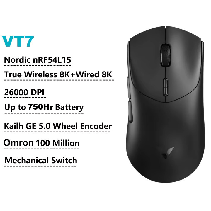 Rapoo VT7 MAX/VT7 Kabellose Gaming-Maus in Schwarz mit 8K Wireless Polling-Rate und ultraleichtem Design (53 g) - Bild 3