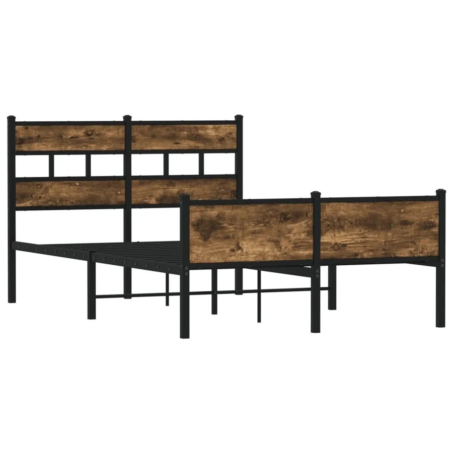 vidaXL Bettgestell aus Holzwerkstoff und Stahl in Räuchereiche, B/T/H: 120 x 190 x 91,5 cm - Bild 2