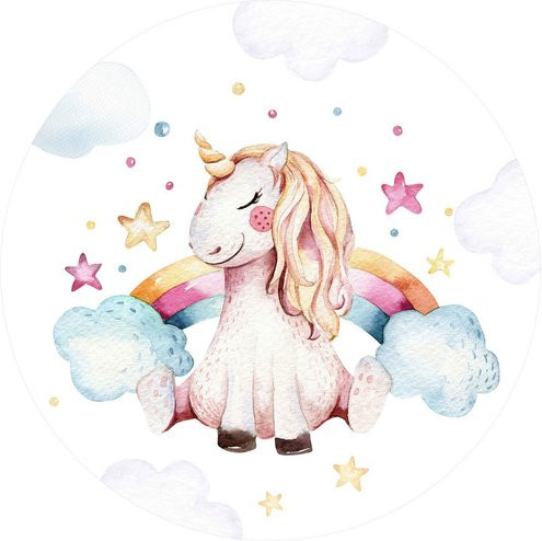 K&L Wall Art Vliestapete Kvilis Einhorn Regenbogen, runde Wandgestaltung, mehrfarbig, matt - Bild 1