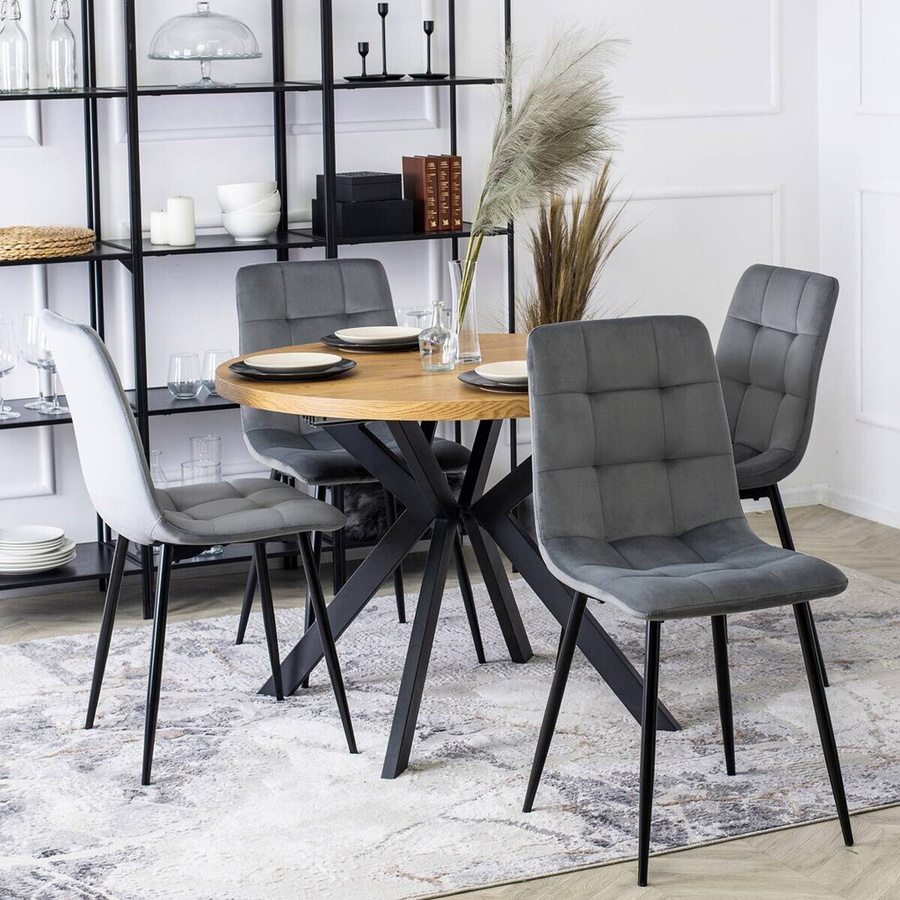 WIPMEB Stuhl PERU in Grau aus Velourstoff und Metall, B/H/T: 42 x 90,5 x 52 cm - Bild 5