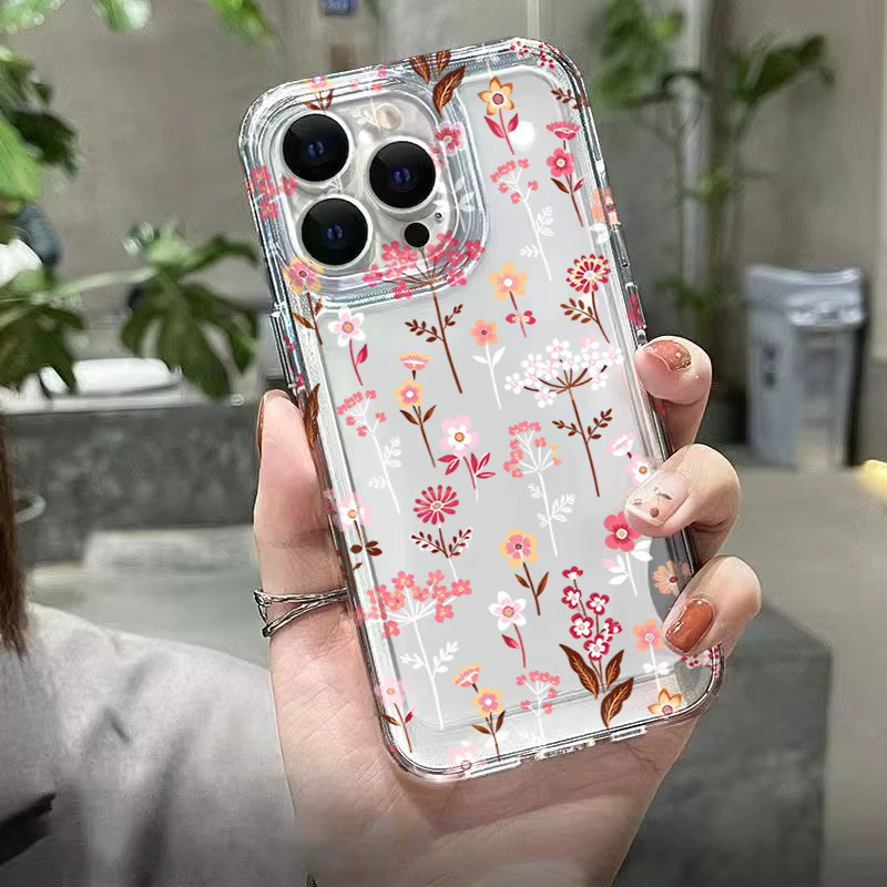 Transparente Handyhülle mit weiß-rosa Blumenmuster für Samsung Galaxy S26 Ultra, S25 FE, S24, S23, S22 Plus, A17, A37, A57, A56, A55, A54, A53 - Bild 5