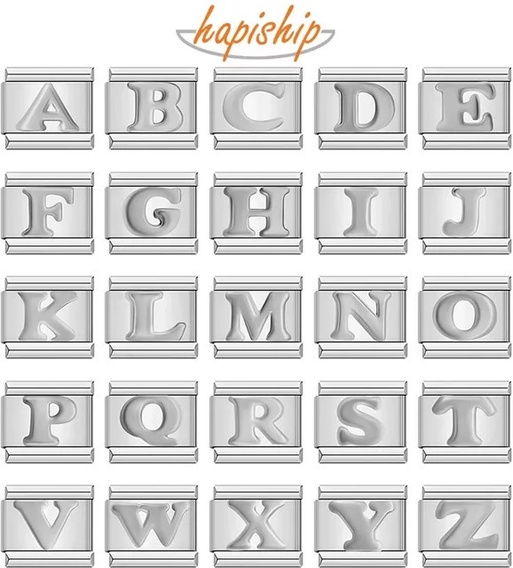 Hapiship Charm, Englisch A-Z Buchstaben, Edelstahl, Silber, Damen - Bild 1