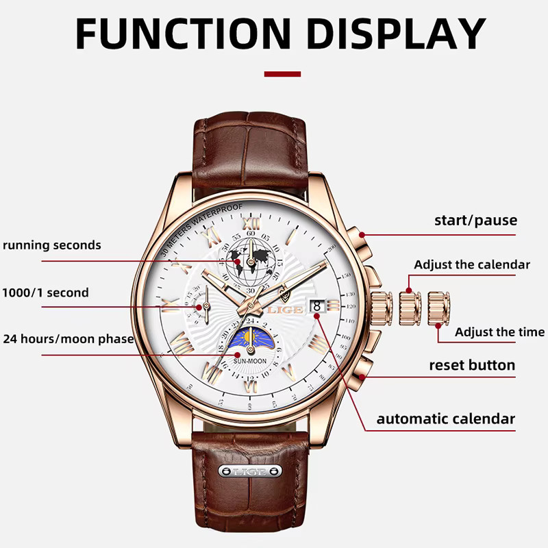 Lige Chronograph, Quarz, Leder, Herren - Bild 3
