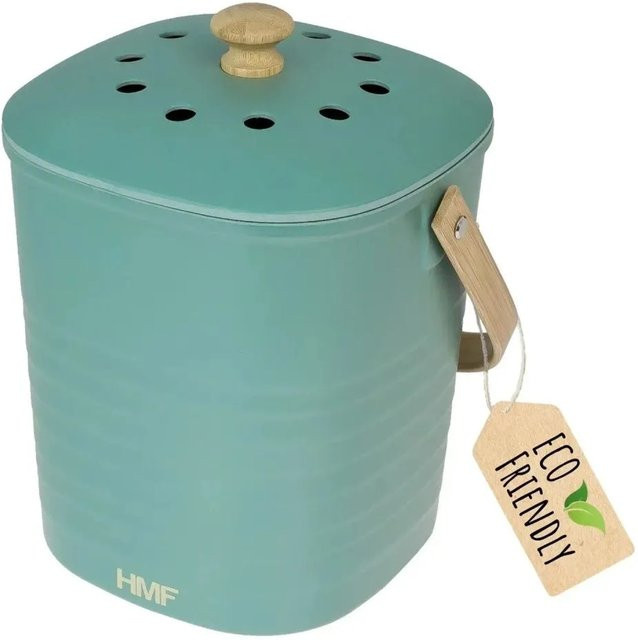 HMF Biomülleimer Komposteimer mit Deckel Grün 6 Liter B: 24,0 cm, T: 22,5 cm, H: 24,0 cm - Bild 1