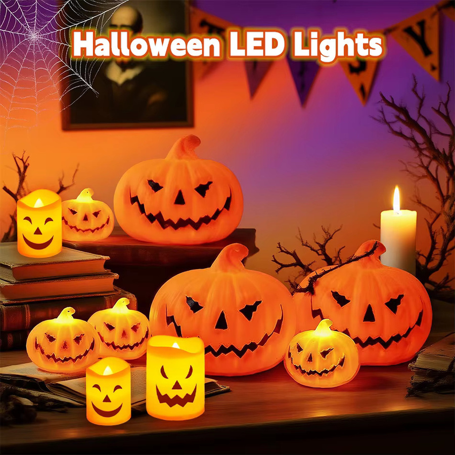 Bandai Halloween Kürbislaterne Geistergesichtslampe in Orange für Partydekoration und Atmosphärenlicht - Bild 2