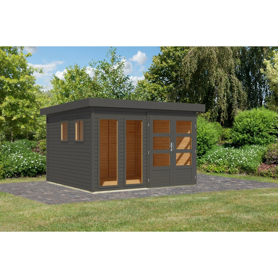 Karibu Gartenhaus Maradi aus Massivholz in Terragrau mit Flachdach, B/T/H: 216 x 298 x 302 cm - Bild 2