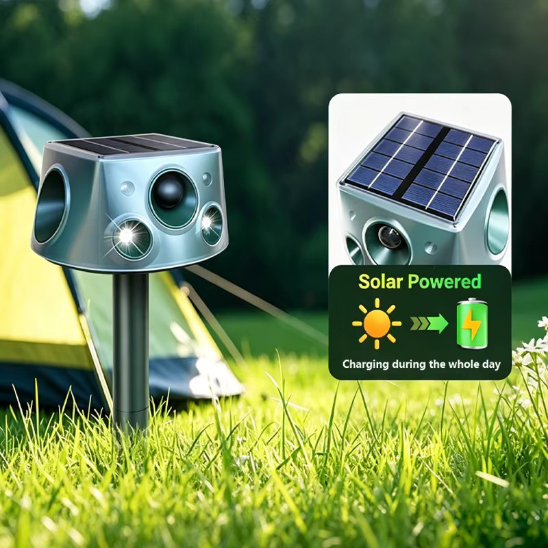 SAIJZEK Solarbetriebener Ultraschall-Mäusevertreiber mit 240 Grad Induktion für den Außenbereich zur Tierabwehr in Garten, Hof und auf dem Bauernhof - Bild 2