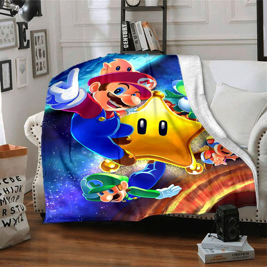 Yun2 Home Mario Galaxy Adventure Flanell-Kuscheldecke für Kinder, Mehrfarbig, B/H: 80 x 120 cm - Bild 4