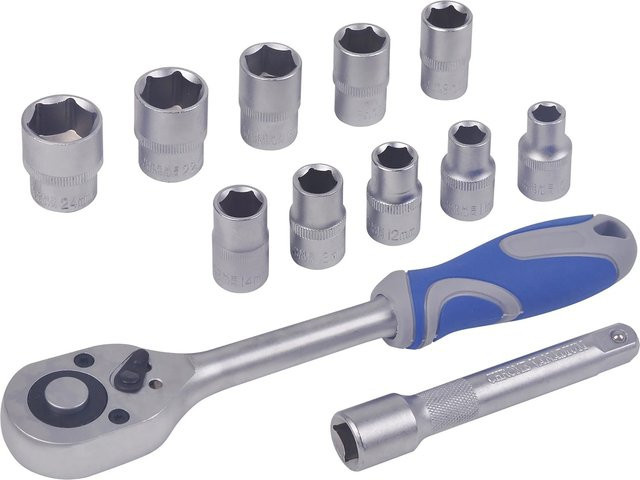 LUX-TOOLS Steckschlüssel Set 12,5 mm (1/2 Zoll), 12-teilig, Chrom-Vanadium, Silber - Bild 1