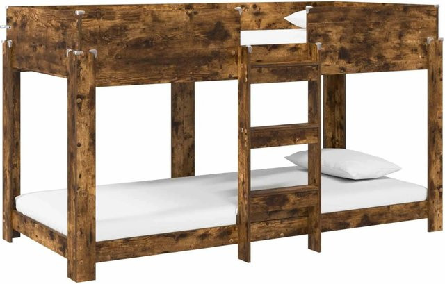 vidaXL Etagenbett für Kinder in Farbe Raucheiche, modernes Design aus Holzwerkstoff, B/T/H: 100 x 200 x 112 cm - Bild 1