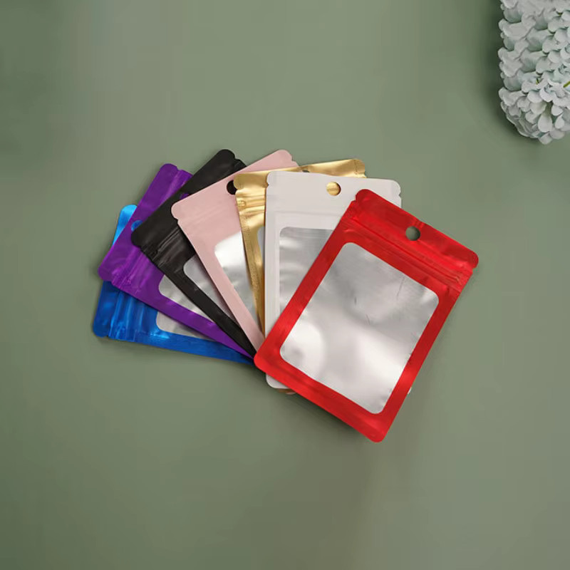100 Stück YISU Aluminium-Folienbeutel mit Reißverschluss und Logo-Aufdruck, matte Geschenkverpackungsbeutel in Mehrfarbig und Rot zur Schmuckaufbewahrung - Bild 2