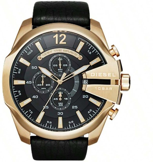 Diesel Armbanduhr, Quarzuhr, Gold, Leder, Herren - Bild 1