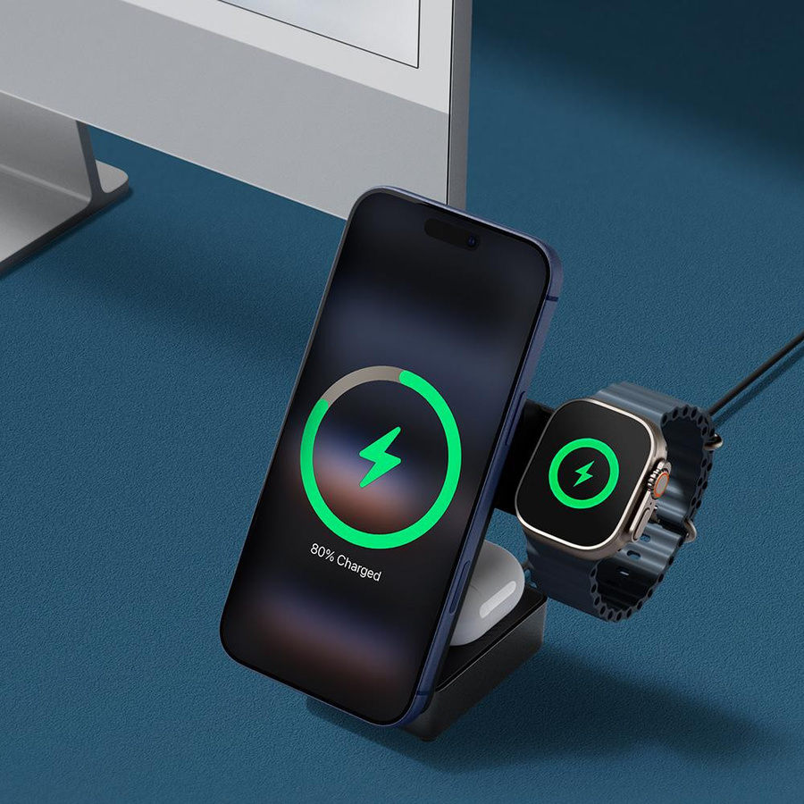Spigen Essential 3-in-1 Faltbare MagSafe Kabellose Ladestation EF323MQ 25W Schwarz - Bild 5