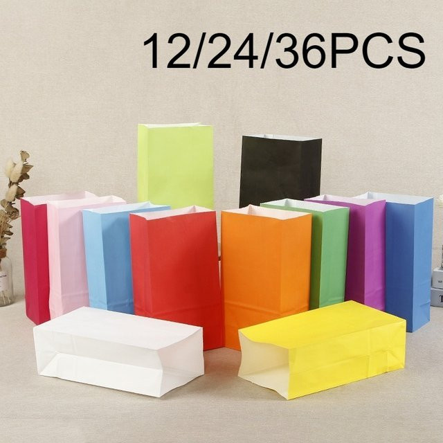 Bunte Kraftpapier-Geschenktüten für Süßigkeiten und DIY-Partyverpackungen, Mehrfarbig - Bild 1
