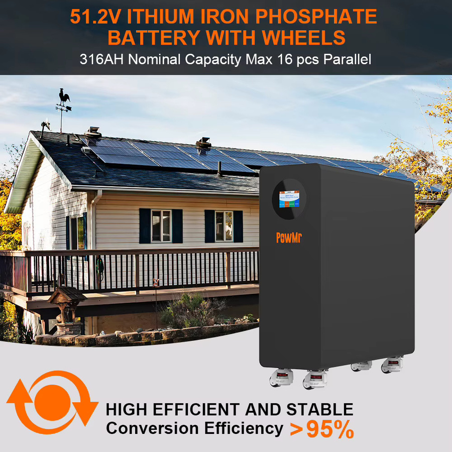 PowMr LiFePO4 Batterie 48V 51.2V 300Ah 15KWH mit intelligentem BMS in Schwarz - Bild 4