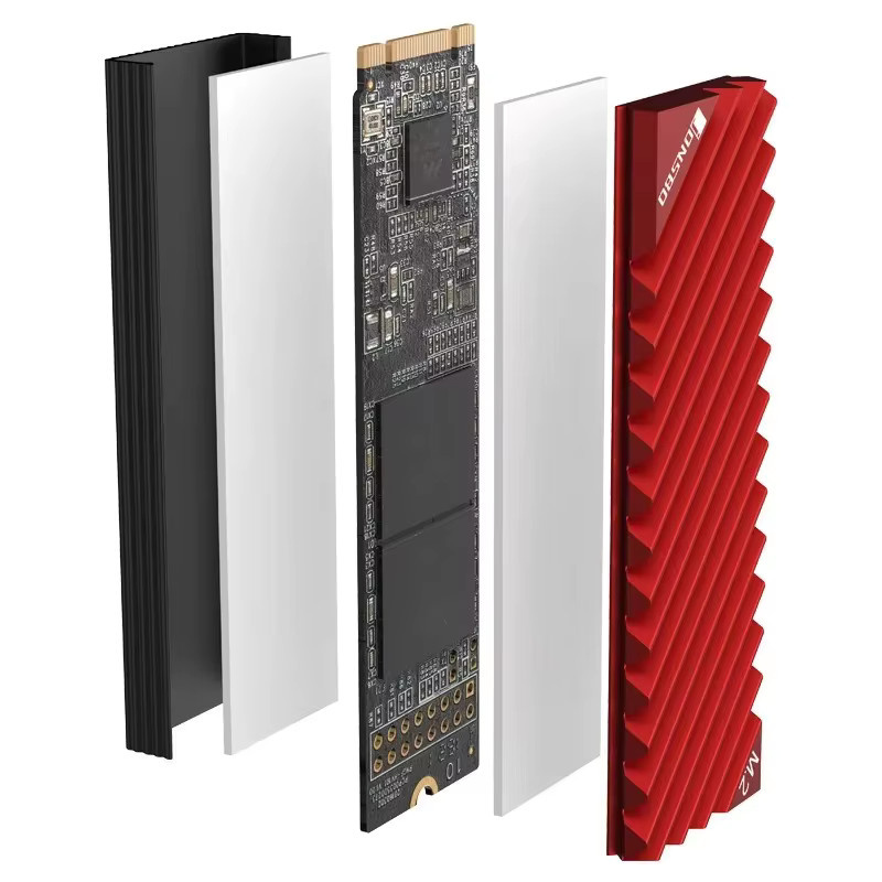 Ninth World Aluminium M.2 2280 NVMe SSD Kühlkörper in Rot - Bild 2