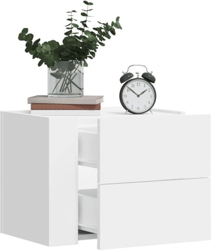 Vidaxl Wand-Nachttische 2er-Set in Weiß, Modernes Design aus Holzwerkstoff, B/T/H: 45 x 30 x 35 cm - Bild 1