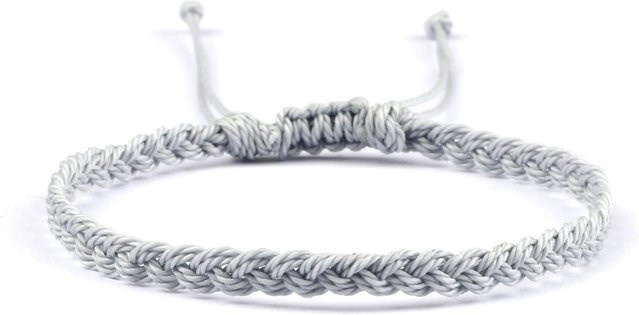 zjy8 Armband mit Anhänger, gewachster Faden, hellgrau, Unisex - Bild 1