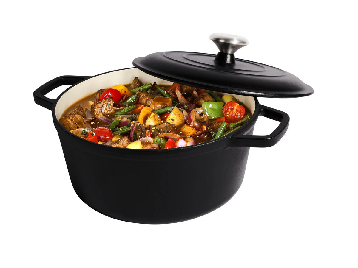 SILVERCREST Premium Gusseisentopf mit Emaille, Schwarz, Durchmesser: 25 cm - Bild 2