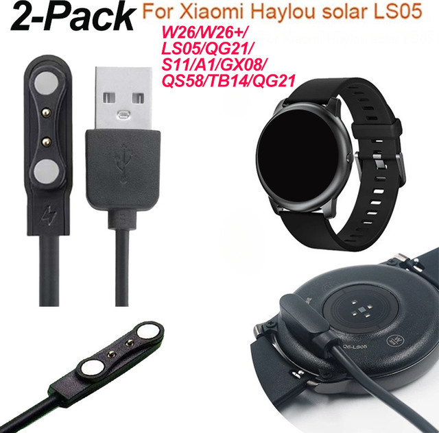 USB-Ladekabel für Xiaomi Haylou RT LS05S, Yamay SW022, Imilab KW66, Haylou Solar LS05 und Ticwatch CXB01 in Schwarz - Bild 1