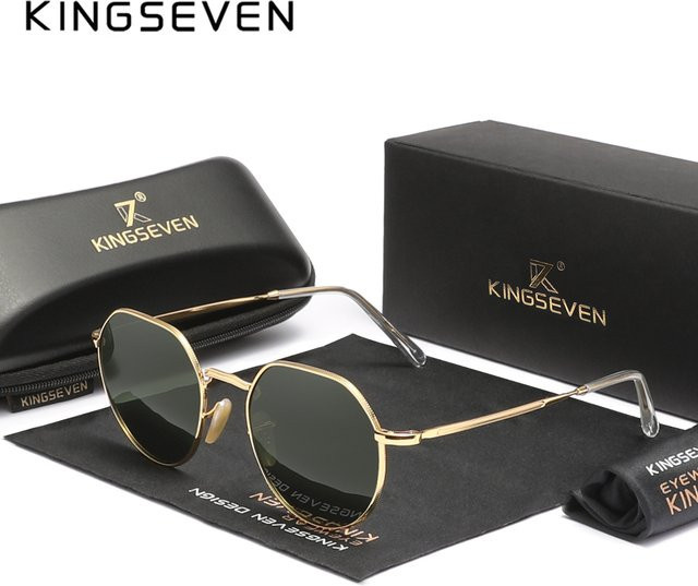 KINGSEVEN Sonnenbrille Square, Metall, Gold, Unisex, polarisiert - Bild 1
