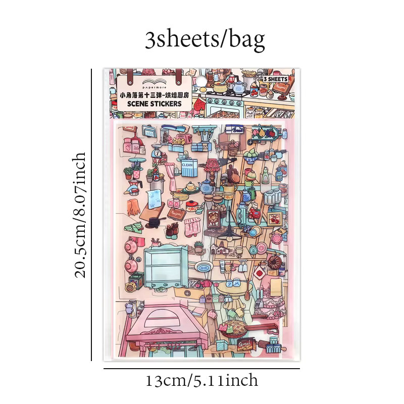Ästhetische Mini-Küchenutensilien Aufkleber für Scrapbooking und DIY-Bastelarbeiten, Mehrfarbig - Bild 3