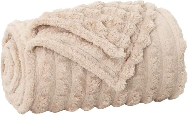 vidaXL Überwurfdecke aus Fleece in Beige, B/T: 150 x 130 cm - Bild 1