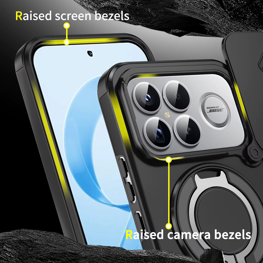 Magnetische Handyhülle für Xiaomi Mi Poco F8 Ultra und Mi Poco F8 Pro mit 360 Grad drehbarer Halterung und Kameraschutz in Schwarz oder Lila - Bild 3
