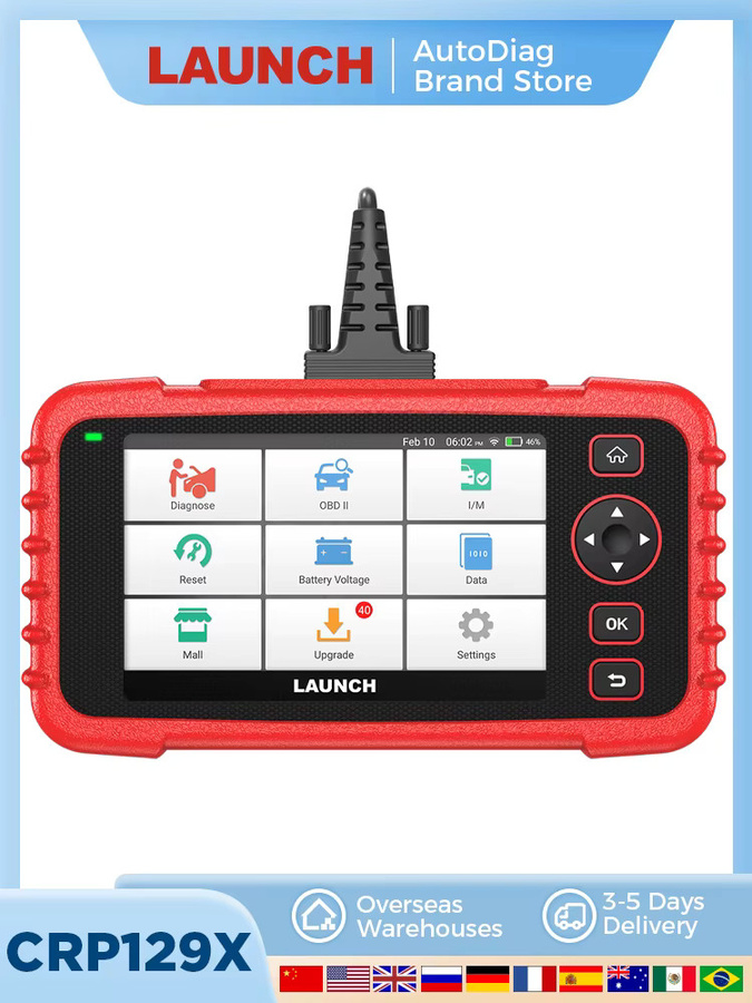 LAUNCH 2026 CRP129X Diagnosegerät Automotive OBD2 Scanner mit Vier-System-Diagnose in Rot - Bild 6