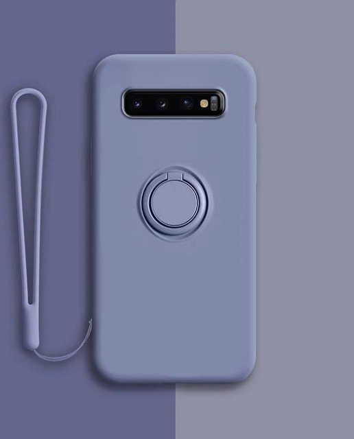 Weiche Silikonhülle für Samsung Galaxy mit Ringhalter und Ständer in Purple - Bild 1