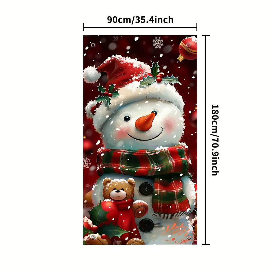 WINTOGETHER Weihnachtsschneemann Türabdeckungsvorhang aus Polyester, Weihnachtsdekoration Hintergrundwand, Mehrfarbig, B: 180 cm, H: 90 cm - Bild 4
