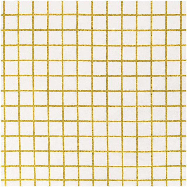 Rico Design Stoff Karo klein weiß-gold beschichtet 140 cm - Bild 1