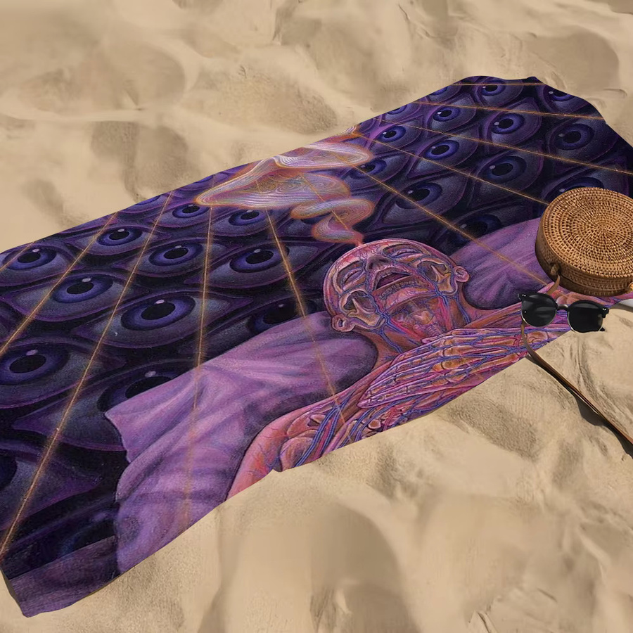 Art Alex Grey Trippy Psychedelic Handtuch, saugfähiges und schnell trocknendes Strandtuch für Damen und Herren - Bild 3