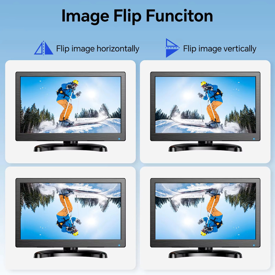 Eyoyo 12 Zoll Überwachungskamera-Display mit Full HD LED-Bildschirm, HDMI, VGA, AV, BNC und USB-C, Schwarz - Bild 4