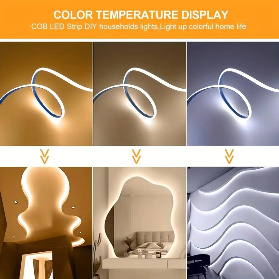 OSIDEN COB Flexibler LED-Streifen mit 320 LEDs, Weiß, USB-Schnittstelle, DC 5V, ideal für TV-Hintergrundbeleuchtung, Schlafzimmer und Küche - Bild 3