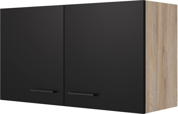 Flex-Well Küchen-Oberschrank Capri Schwarz Matt Endgrain Oak B/H/T: 100 x 54,8 x 32 cm