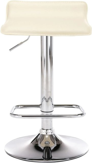 DELUKE 2er Set Barhocker DERID in Creme mit Kunstleder und Silber, höhenverstellbar, drehbar mit Lehne, B/T/H: 38 x 41 x 65 cm - Bild 1