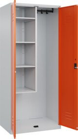 C+P Putzmittel-Spind Classic PLUS mit 2 Abteilen, Stahlkonstruktion mit Zylinderschloss, Lichtgrau/Reinorange, H x B x T: 185 x 80 x 50 cm - Bild 1