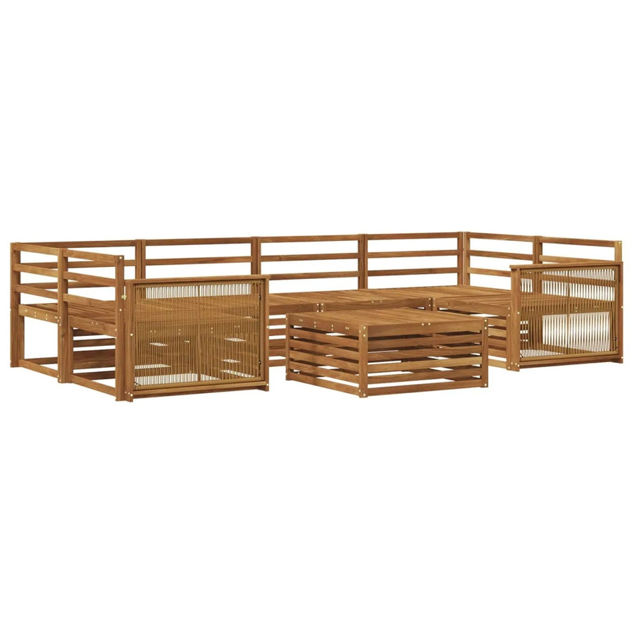 vidaXL Outdoor-Sofagarnitur aus Massivholz Akazie in Natur, 7-teiliges Set, modern und lackiert - Bild 2