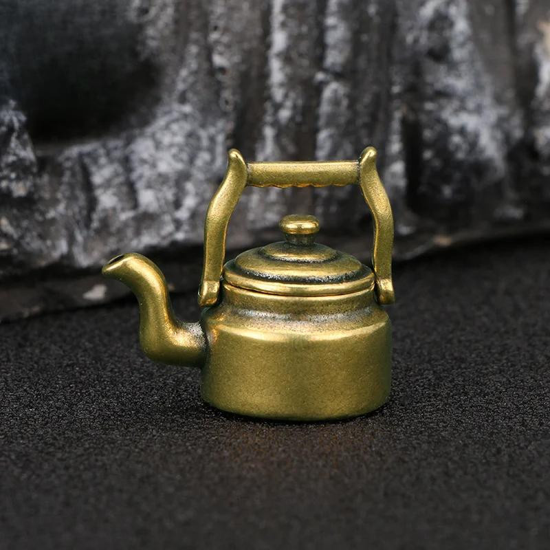 Yiran Furniture Mini Teekessel aus Kupfer und Messing in Antik-Kupfer und Gold als Retro-Räuchergefäß und Tischdekoration im japanischen Stil - Bild 2