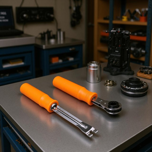 Igeteck Automatisches Bremsen-Einstellwerkzeug Ratsche für Sattelzug und Anhänger aus Carbonstahl, Schwarz und Orange - Bild 1
