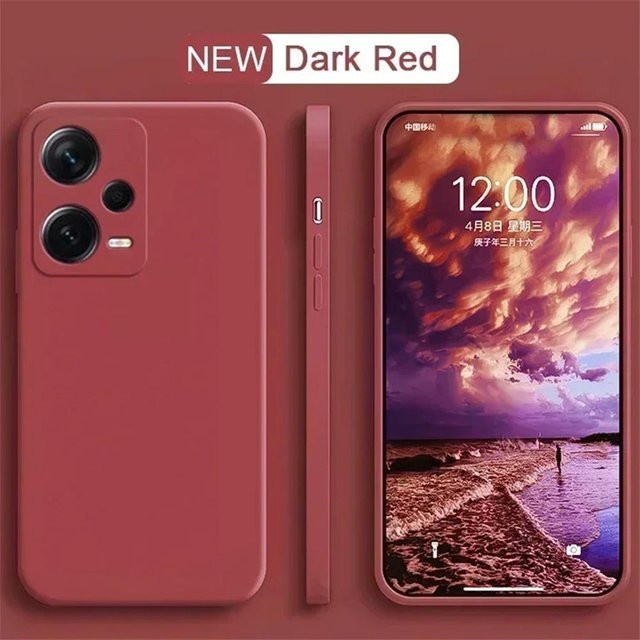 Stoßfeste TPU Handyhülle aus Flüssigsilikon mit Kameraschutz für Xiaomi Redmi Note 12 Pro 5G in Rot - Bild 1