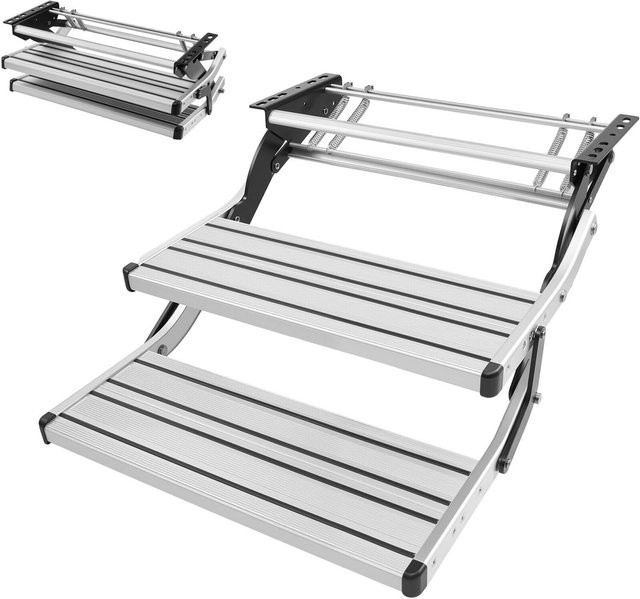 Buying Solutions MB Wohnmobilstufen, 2-stufig, Silber, Aluminium und Stahl, 200 kg Tragfähigkeit - Bild 1