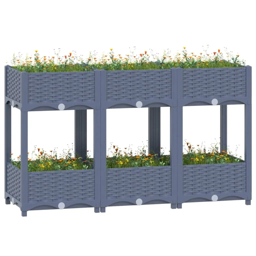 Hochbeet furnicato aus Polypropylen in Grau, B/T/H: 120 x 40 x 71 cm - Bild 2